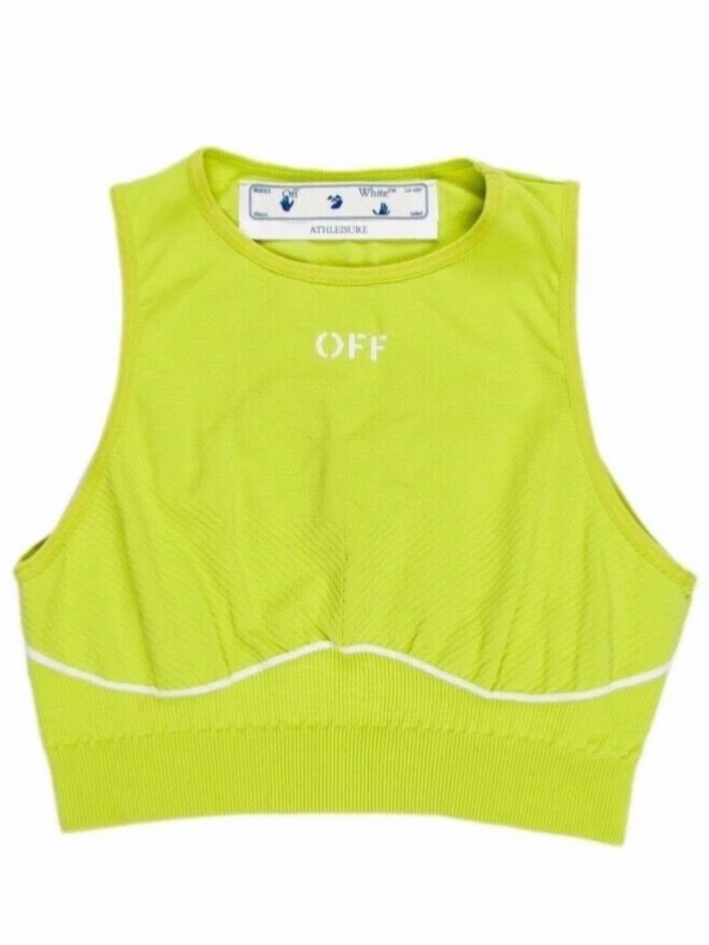 Off-White Neon Lime Sleeveless Crop Tank